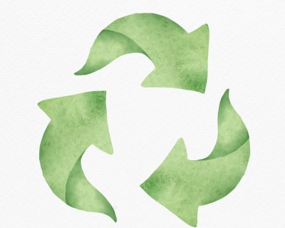 Green recycling symbol design element