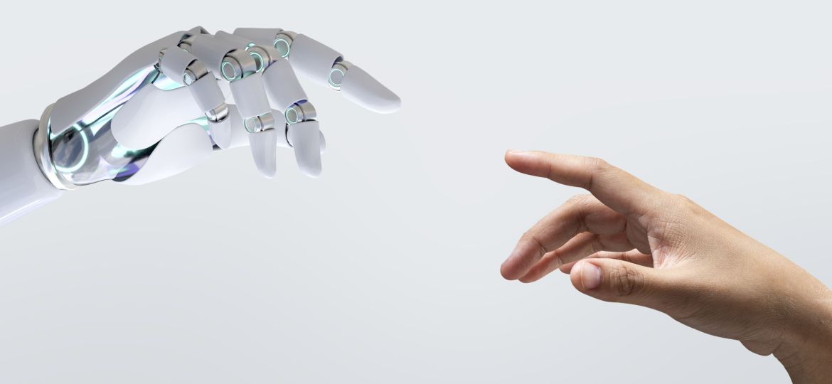 Technology human touch background, modern remake of The Creation